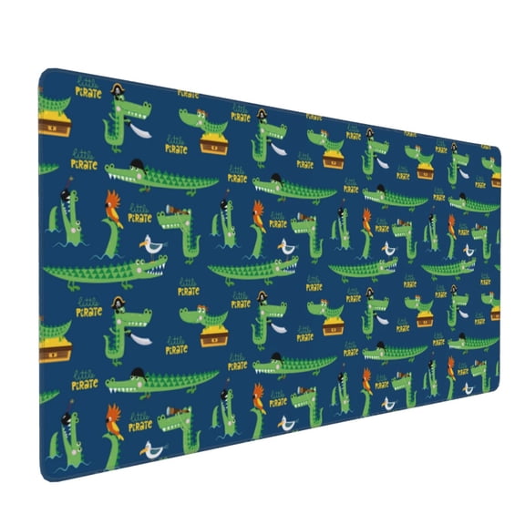 Xecao Little Pirate Crocodile Print Large Mouse Pad, 16x35.5in Mousepad, Professional Non-Slip Rubber Base Big Mouse Pad, Mouse Pad for Gaming & Office Full Desk Mouse Pad