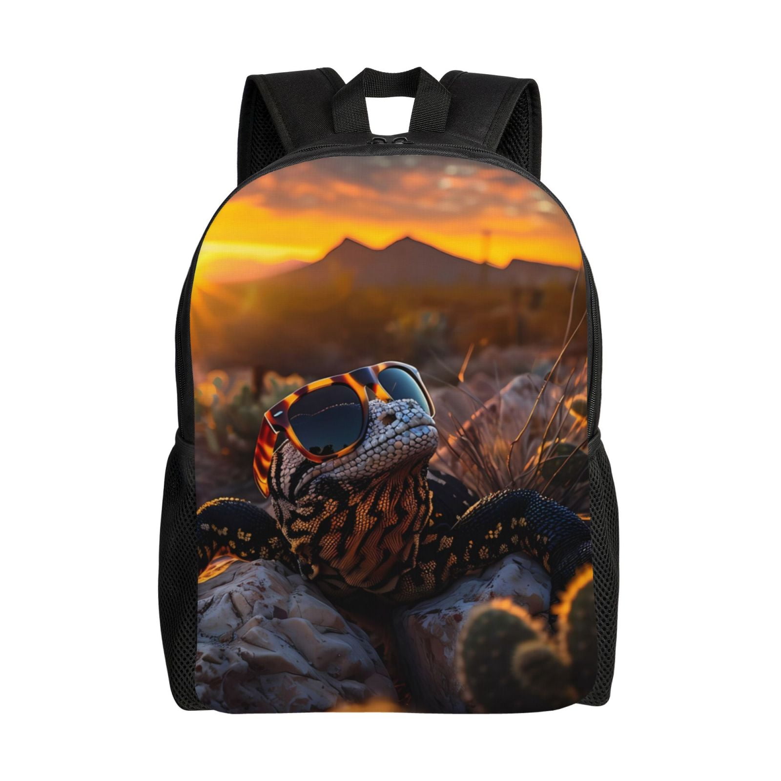 Xecao Lizard With Sunglasses Sunset Print School Backpack with Laptop ...