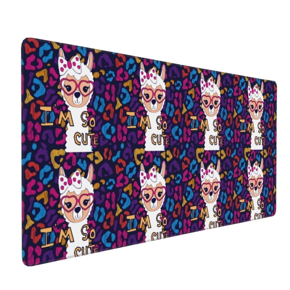 Xecao Llama Alpaca Print Large Mouse Pad, 16x35.5in Mousepad, Professional Non-Slip Rubber Base Big Mouse Pad, Mouse Pad for Gaming & Office Full Desk Mouse Pad