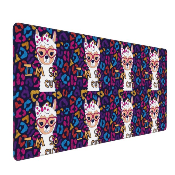 Xecao Llama Alpaca Print Large Mouse Pad, 16x35.5in Mousepad, Professional Non-Slip Rubber Base Big Mouse Pad, Mouse Pad for Gaming & Office Full Desk Mouse Pad