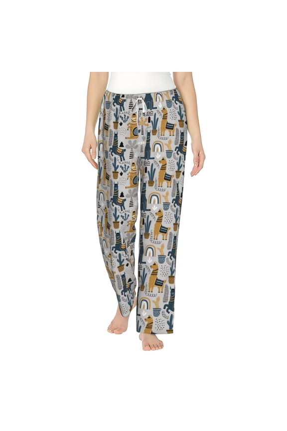 Llama and Cactus1 Women's Straight Lounge Pajama Pants: The Epitome of Relaxed Sleepwear