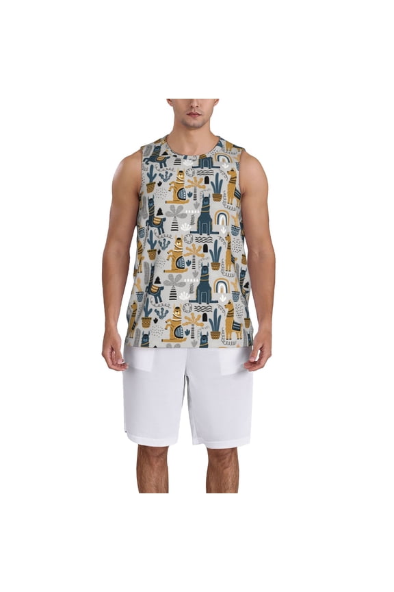 Llama and Cactus1 print basketball shirt for both men and women, a unisex basketball jersey perfect for theme parties-Small