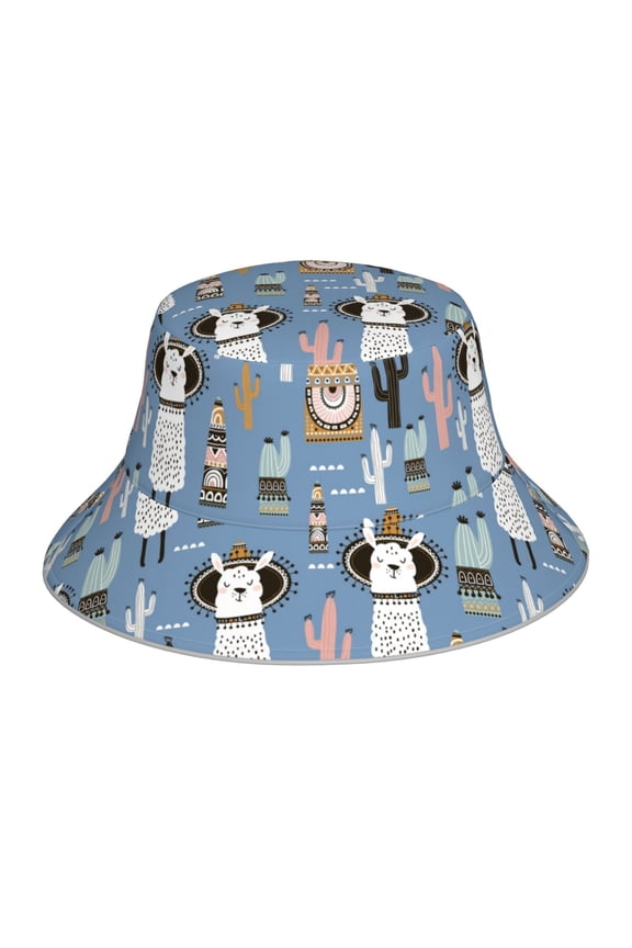 Llamas And Cactus Print Men and Women Night Reflective Hat Runner Cap Visor Bucket Hat Boonie Cap