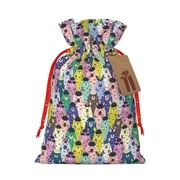 Xecao Llamas Colorful Print Burlap Gift Bags with Drawstring and Gift Tags, Gift Bags, Burlap Bags, Jute Bags for Party, Christmas, DIY Craft Bags-Small