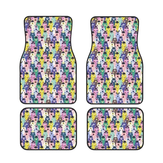 Xecao Llamas Colorful Print Car Foot Mat Set of 4 Pieces Neoprene All-Weather Dust-Proof Stain-resistantCar Interior Decorative mats Non-Slip Mats