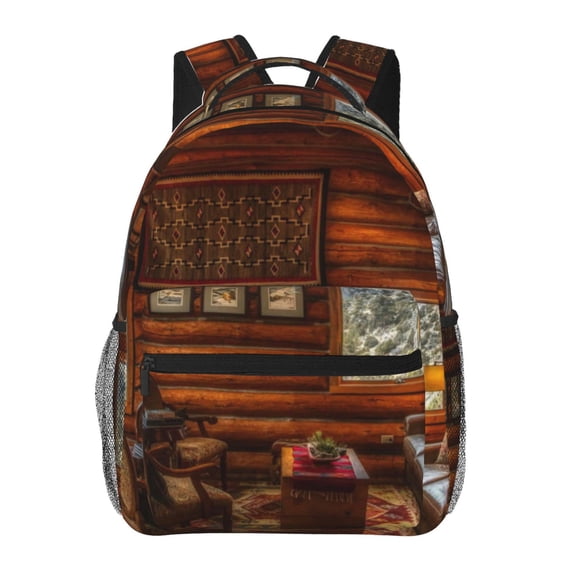 Xecao Log Cabin Inside Backpack, a stylish and functional choice for both men and women, is the perfect basic bookbag for college, work, or travel
