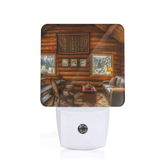 Xecao Log Cabin Inside for Night Light - a Wall-mounted LED Fixture with A Dusk-to-dawn Sensor, Ideal for Bedrooms, Bathrooms, Hallways, and Kitchens-