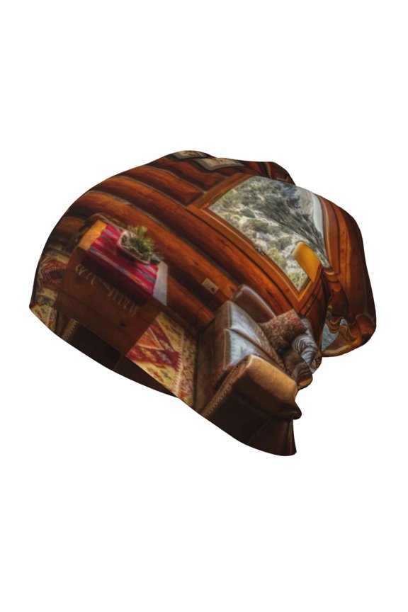 Log Cabin Inside Print Beanie Hat Toddler Girls Boys, Baby Hats Winter Warm Knitted Thermal, Kids Winter Caps