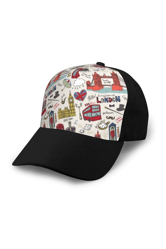 London Landmark1 print unisex vintage washed baseball cap, a soft and adjustable hat perfect for any casual style.