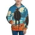thumbnail image 1 of Xecao Lone Cowboy Desert Scene Pattern Zip Up Hoodies for Boys Girls, Sweatshirt with Pockets-Medium, 1 of 6