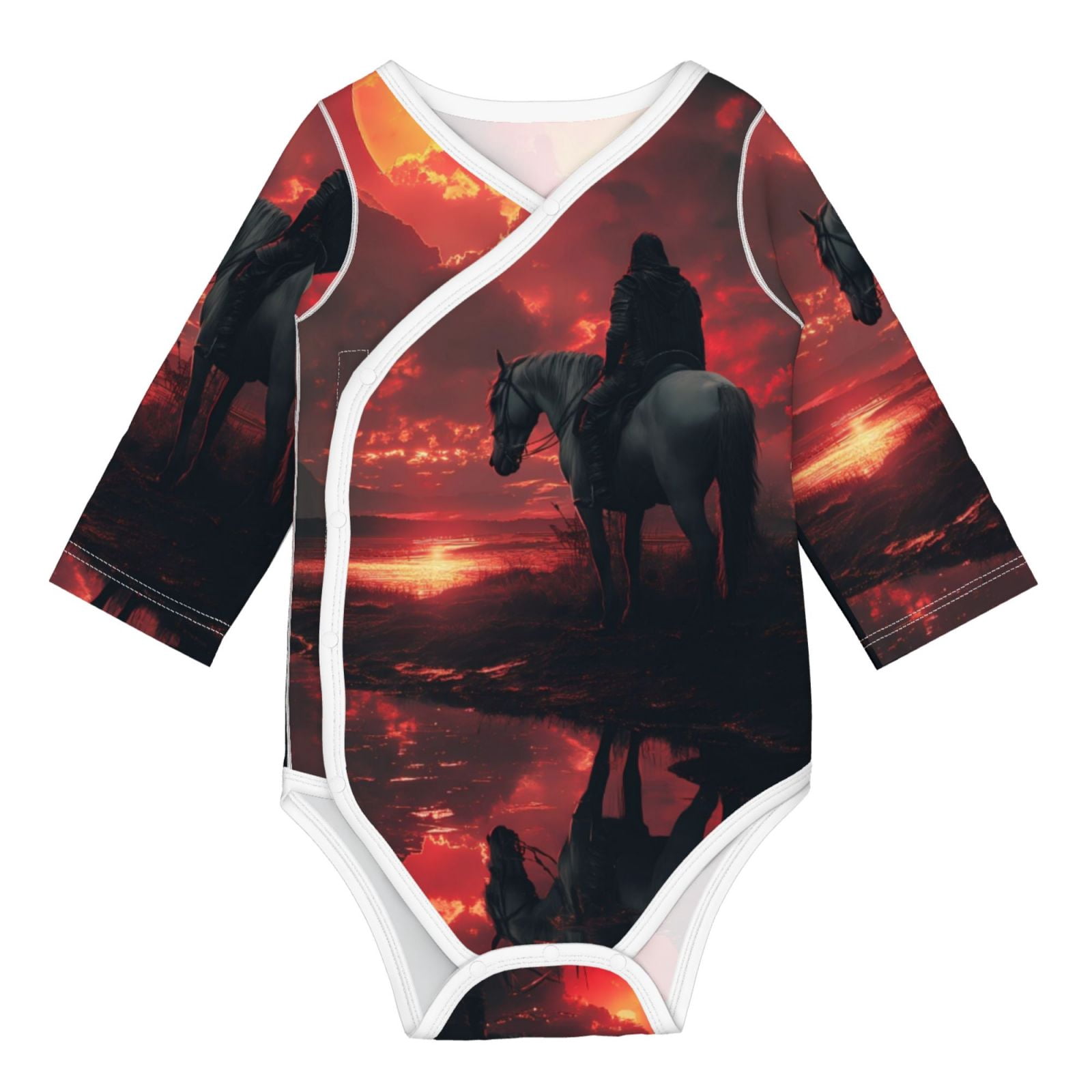 Xecao Lone Rider Under Red Sky Print Baby unisex-baby Cotton Long-sleeve Bodysuits-2 Years