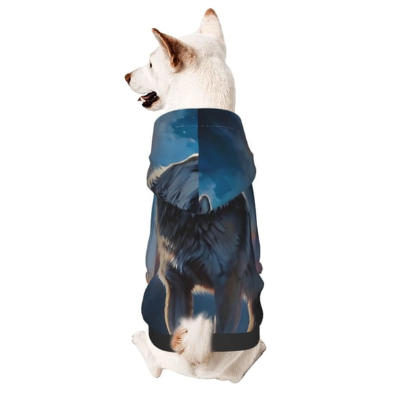 Xecao Lonely Night Sky Wolf Pattern Sweatshirts Winter Pet Dog Hoodie Puppy Coat Dog Sweaters Dog Clothes with Hat Dog Clothes Costume Outfit,Small Pets Wear-Small