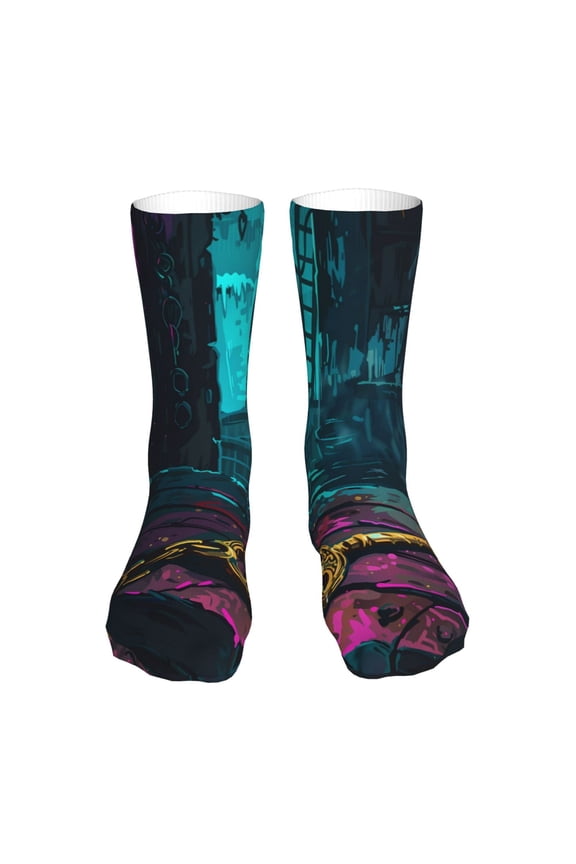 Lost Golden Key Print Fashion No Heel Casual Crew Socks Cushioned Breathable for Men Women - Moisture wicking,Not easy to fade Suitable for daily