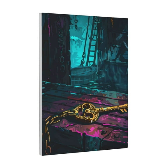 Xecao Lost Golden Key for Ready-to-Hang Canvas Art 12x16 Inches - Waterproof HD Print Solid Wood Frame for Gifting,Vertical