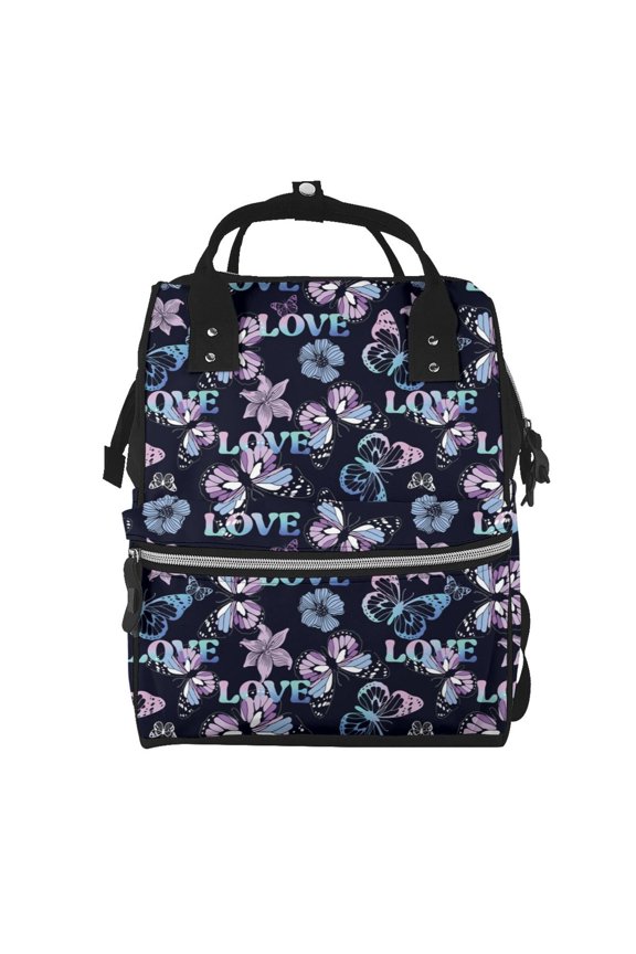 Love Butterflies print Large Capacity Nappy Bag is a multi-functional waterproof travel backpack, perfect as a nursing bag or mummy backpack for women