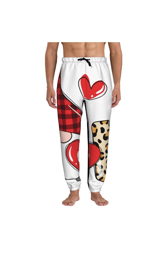 Love Gnomes Print Active Tech Joggers for Men, Mens Sweatpants Lounge Pants with Pockets-Medium
