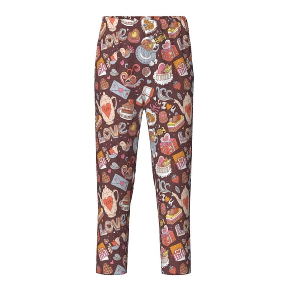 Xecao Love Heart Print Teenagers' Pajama Pants Long Sleep Pants Soft Elastic Waist Pajama Bottoms Elastic waist with 2 Pockets 5-16 Years-Large