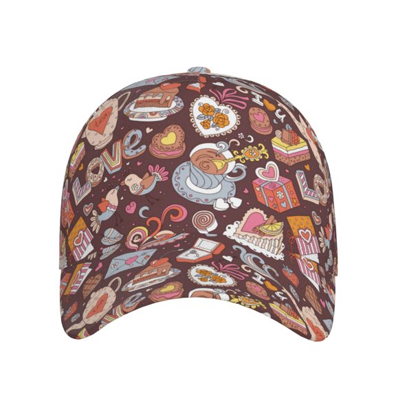 Xecao Love Heart for Baseball Cap: Unisex, crafted from classic polyester twill fabric, featuring a soft unconstructed design