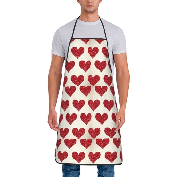 Xecao Love Print Funny BBQ Chef Aprons for Men Women,Adjustable Kitchen Cooking Aprons with Pocket Waterproof Oil Proof No Pilling Fading