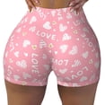 thumbnail image 1 of Xecao Love Print Workout Shorts for Women Soft Smooth Gym Yoga Scrunch Active Tennis Workout Running Shorts, 1 of 9
