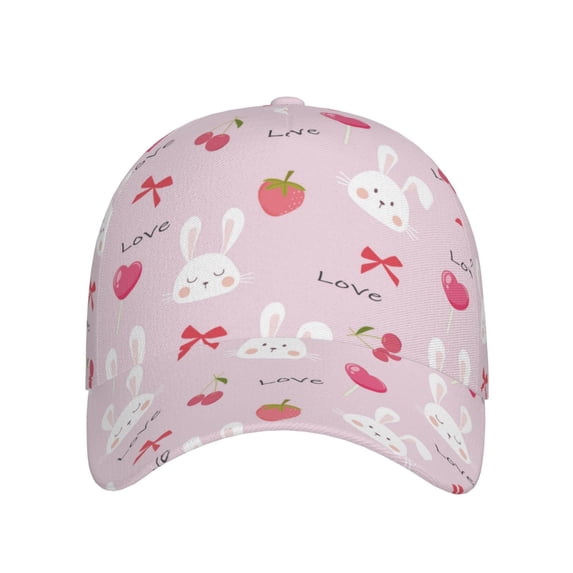 Xecao Love Rabbit for Baseball Cap: Unisex, crafted from classic polyester twill fabric, featuring a soft unconstructed design