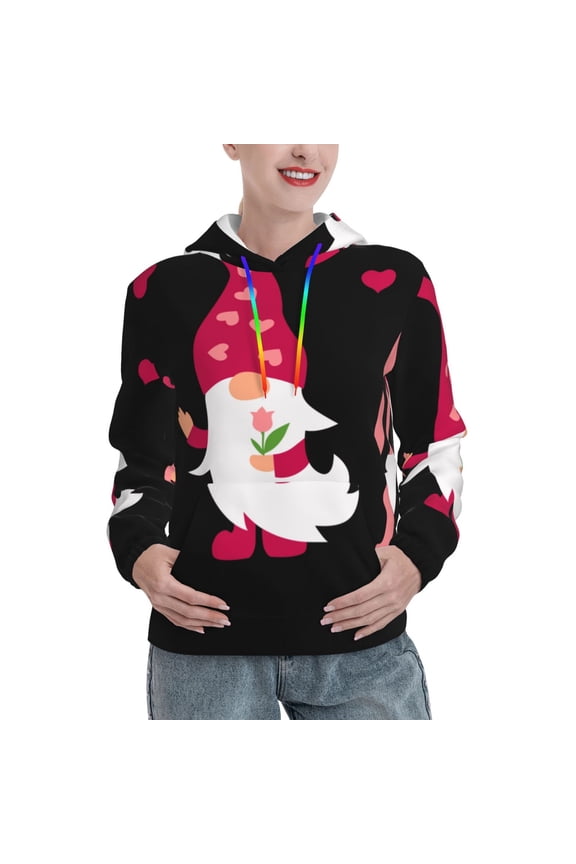 Love You Mom Pattern Hoodies for Women Sweatshirts Long Sleeve Sweatshirts Pullover Outfits with Pocket-Medium