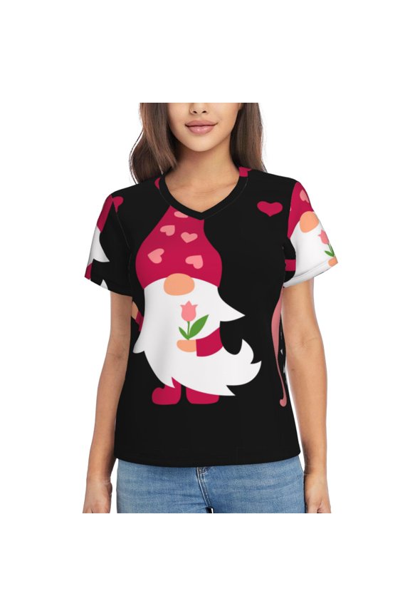 Love You Mom for Women's V-Neck T-Shirts-Elegant Half-Sleeve Tops Perfect for Summer-Medium