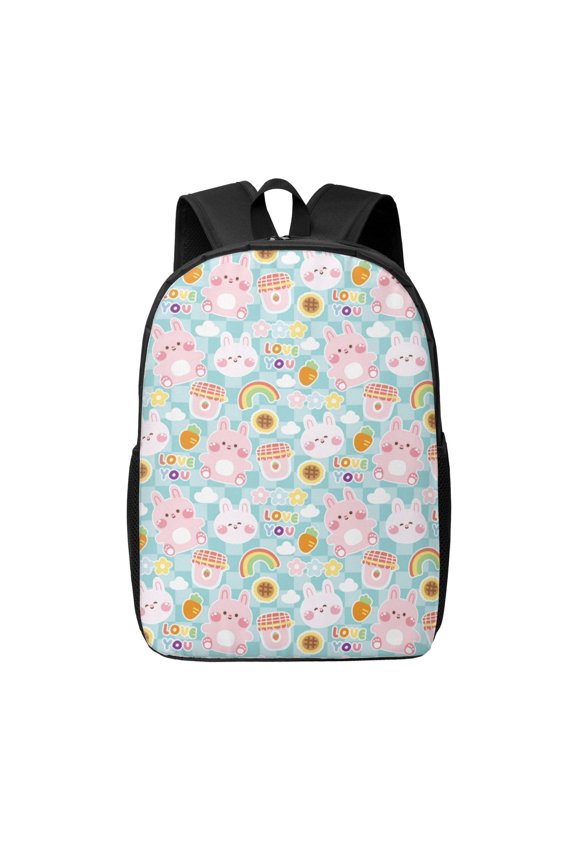 Love You Rabbit print Travel Backpack, Large Computer Backpack for Men Women, College School Rucksack Book Bag