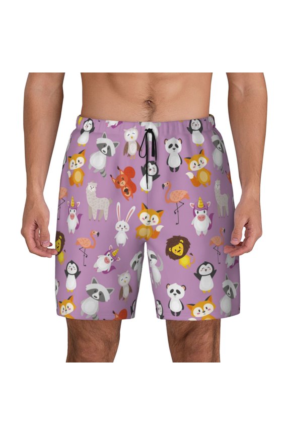 Lovely Animals for Men's Swimming Trunks Swim Trunks Quick Dry Swim Shorts with Mesh Lining Funny Swimwear Bathing Suits