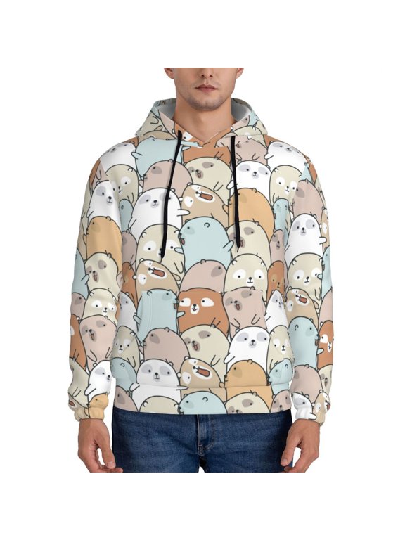 Lovely Bear Pattern Men's Adult Pullover Hoodie,Hooded Sweatshirt-Medium