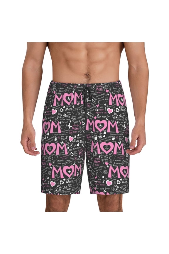 Xecao Lovely Mom Ever Print Men's Sleepwear Shorts Pajama Bottom Lounge Short nightwear with Convenient Pockets for Relaxed Home Wear-Medium