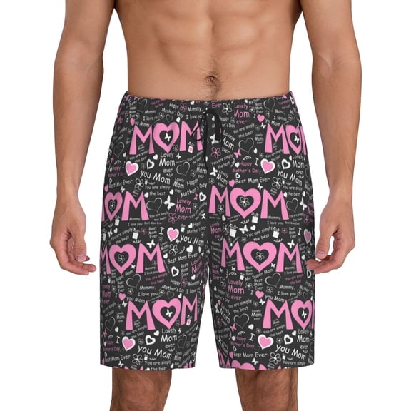 Xecao Lovely Mom Ever Print Men's Sleepwear Shorts Pajama Bottom Lounge Short nightwear with Convenient Pockets for Relaxed Home Wear-XX-Large