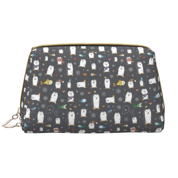 Xecao Lovely Penguin Print Fashion Makeup PVC Bag Large Capacity Travel Cosmetic Bag for Women Organizer Toiletry Clutch