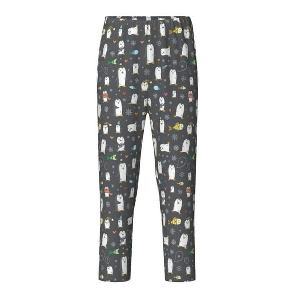 Xecao Lovely Penguin Print Teenagers' Pajama Pants Long Sleep Pants Soft Elastic Waist Pajama Bottoms Elastic waist with 2 Pockets 5-16 Years-XS(5-6)