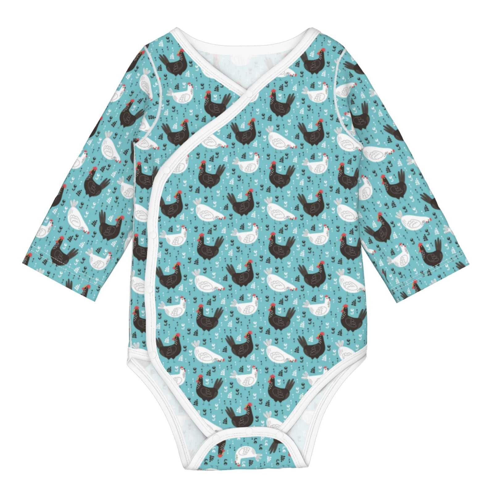 Xecao Lovely Roosters Print Baby unisex-baby Cotton Long-sleeve Bodysuits-3 Months