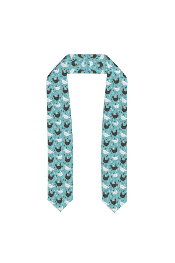 Lovely Roosters Print Graduation Shawl Stole Honor Stole Adult 72" Academic Commencements