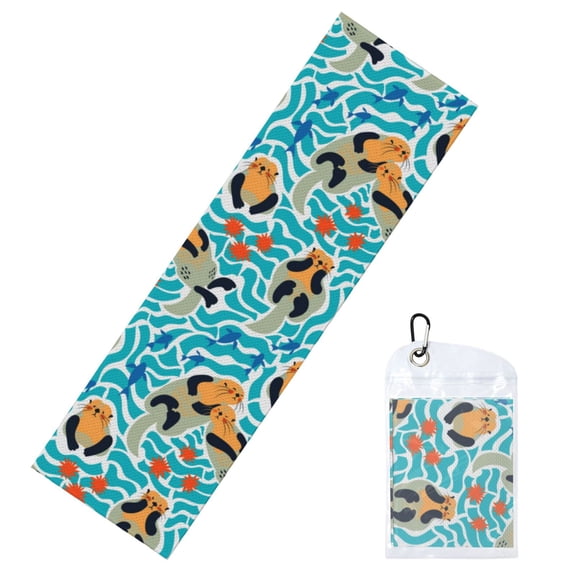 Xecao Lovely Sea Otters Ice Towel: a quick-dry, cold sweat-absorbing neck wrap perfect for running, swimming, yoga, gym workouts, and all your exercise needs
