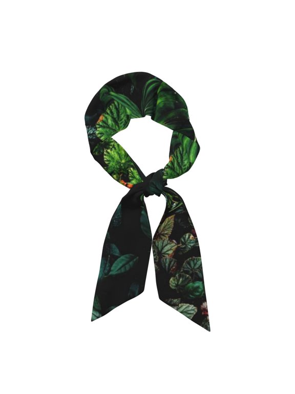 Lush Foliage Green Plant Pattern Large Satin Head Scarf - Satin Hair Scarves Silk Bandana Scarf Headscarf Silk Feeling Scarf for Women