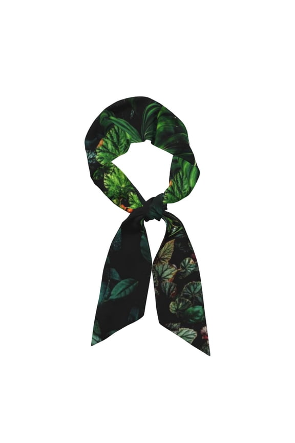 Lush Foliage Green Plant Pattern Large Satin Head Scarf - Satin Hair Scarves Silk Bandana Scarf Headscarf Silk Feeling Scarf for Women
