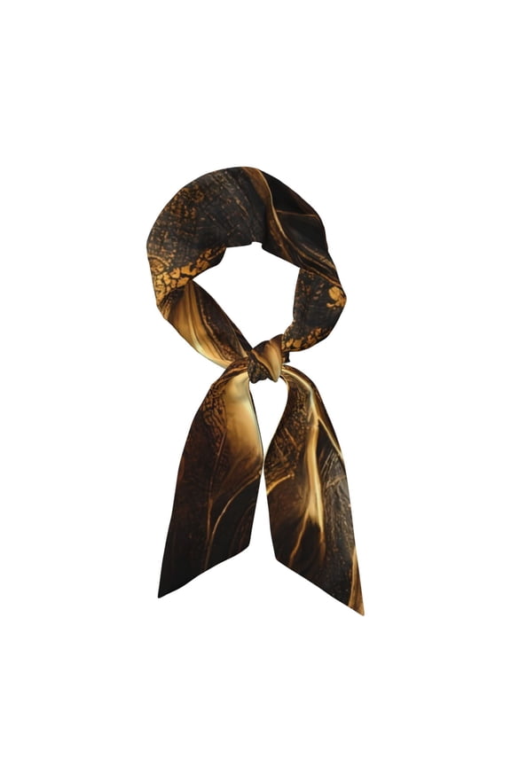 Luxurious Gold Flow Pattern Large Satin Head Scarf - Satin Hair Scarves Silk Bandana Scarf Headscarf Silk Feeling Scarf for Women
