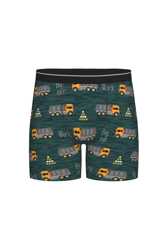 Machine Print Boxer Briefs for Men's Stretch Moisture-Wicking Underwear, Mid-Rise Classics breathable fabric