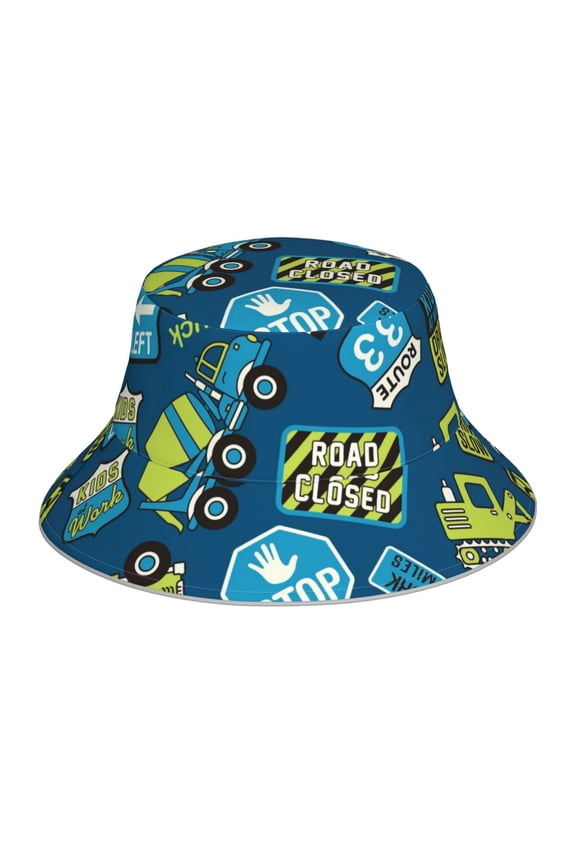 Machinery Road Construction Print Men and Women Night Reflective Hat Runner Cap Visor Bucket Hat Boonie Cap
