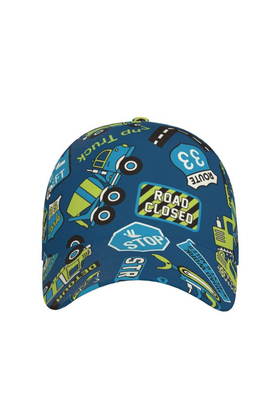 Machinery Road Construction for Baseball Cap: Unisex, crafted from classic polyester twill fabric, featuring a soft unconstructed design