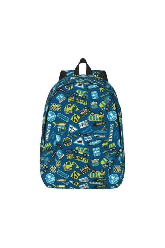 Machinery Road Construction for Canvas College Laptop Backpack, Durable Rucksack Travel Notebook Bag School Backpack Book Bag for Men Women