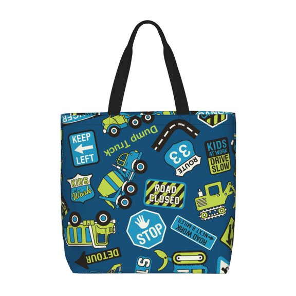 Xecao Machinery Road Construction for Tote Bag: spacious with inner pockets, ideal for work, shopping, or travel.