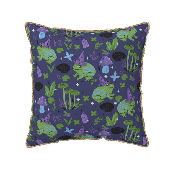 Xecao Magic Toads in Hats Print Soft Velvet Decorative Throw Pillow Covers, Square Cushion Cases for Bed, Sofa, Living Room, Car, and Indoor Outdoor Use-16"x16"
