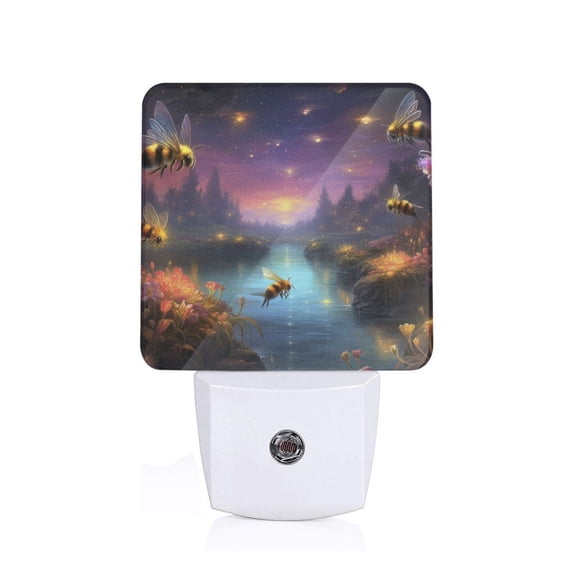 Xecao Magical Bees Twilight River for Night Light - a Wall-mounted LED Fixture with A Dusk-to-dawn Sensor, Ideal for Bedrooms, Bathrooms, Hallways, and Kitchens-UK