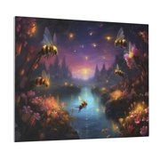 Xecao Magical Bees Twilight River for Waterproof Framed Canvas Art - Modern Home Decor with Real Wood Frame for Gifting and Interior Design,Horizontal