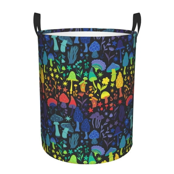 Xecao Magical Mushrooms and Flowers Print Laundry Hamper Basket,designed for Blanket Storage and Nursery Clothes in the Bedroom