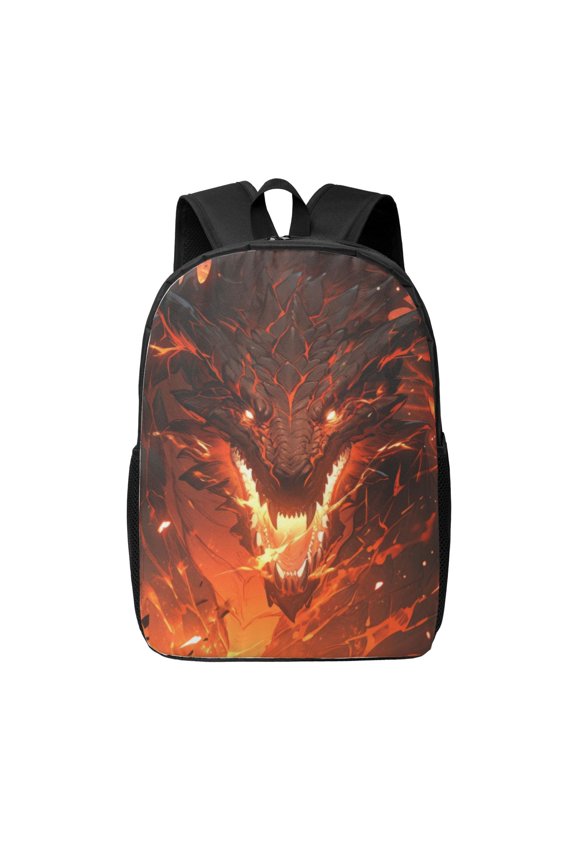 Magma Fire Black Dragon print Travel Backpack, Large Computer Backpack for Men Women, College School Rucksack Book Bag
